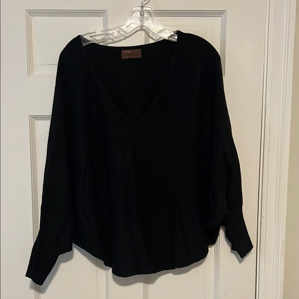 Kerisma Black Long Sleeve Boxy V-Neck Sweater